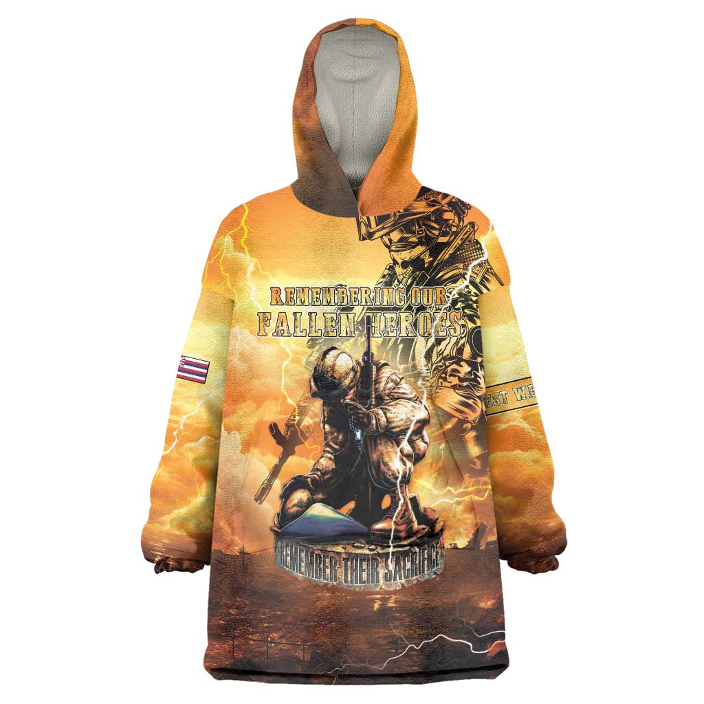 Hawaii Memorial Day Wearable Blanket Hoodie Remember Their Sacrifice