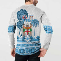 Fiji 679 Constitution Day Button Sweatshirt Fijian Tapa Pattern