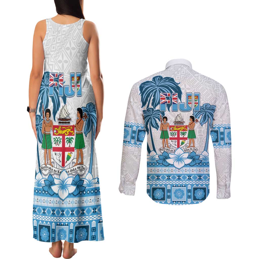 Fiji 679 Constitution Day Couples Matching Tank Maxi Dress and Long Sleeve Button Shirt Fijian Tapa Pattern