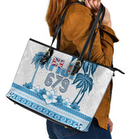 Fiji 679 Constitution Day Leather Tote Bag Fijian Tapa Pattern