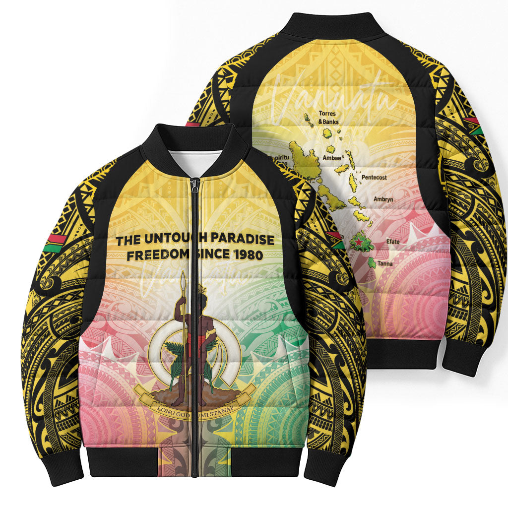 Vanuatu Independence Day Bomber Puffer Jacket The Untouched Paradise