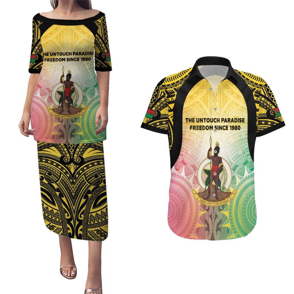Vanuatu Independence Day Couples Matching Puletasi and Hawaiian Shirt The Untouched Paradise LT05 Colorful - Polynesian Pride