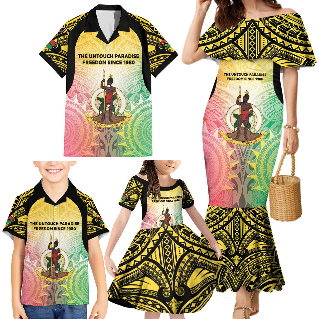 Vanuatu Independence Day Family Matching Mermaid Dress and Hawaiian Shirt The Untouched Paradise