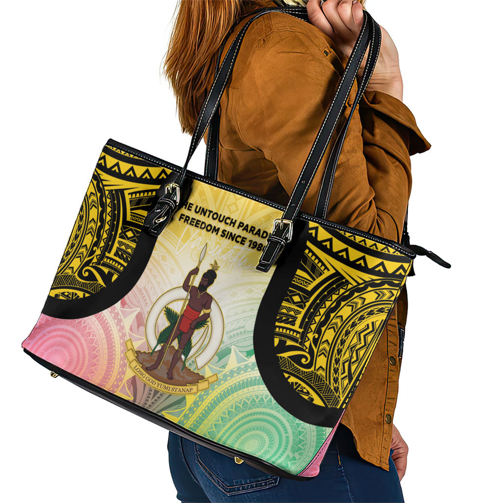 Vanuatu Independence Day Leather Tote Bag The Untouched Paradise