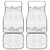 Samoa Lotu Tamaiti Car Mats White Sunday Polynesian Pattern With Tropical Flowers
