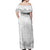 Samoa Lotu Tamaiti Off Shoulder Maxi Dress White Sunday Polynesian Pattern With Tropical Flowers