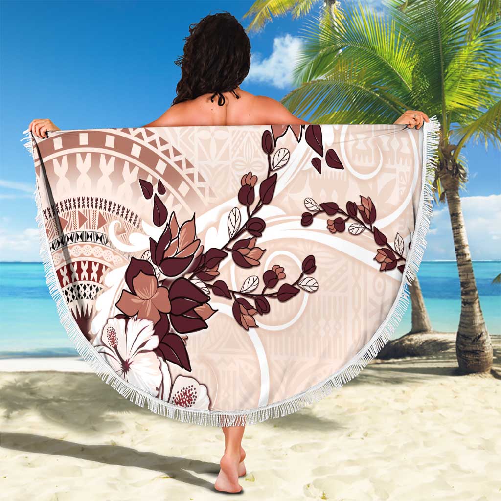 Bula Fiji Language Week Beach Blanket Fijian Tapa Pattern With Tagimoucia Flower