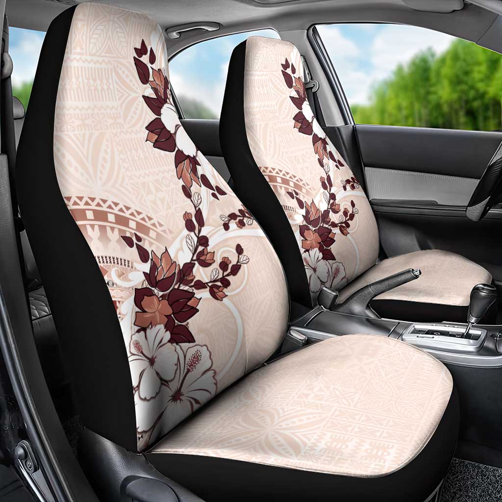 Bula Fiji Language Week Car Seat Cover Fijian Tapa Pattern With Tagimoucia Flower