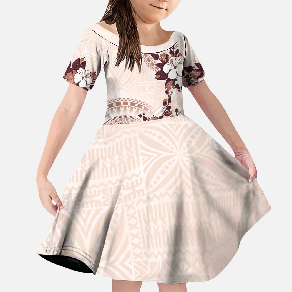 Bula Fiji Language Week Family Matching Off Shoulder Maxi Dress and Hawaiian Shirt Fijian Tapa Pattern With Tagimoucia Flower