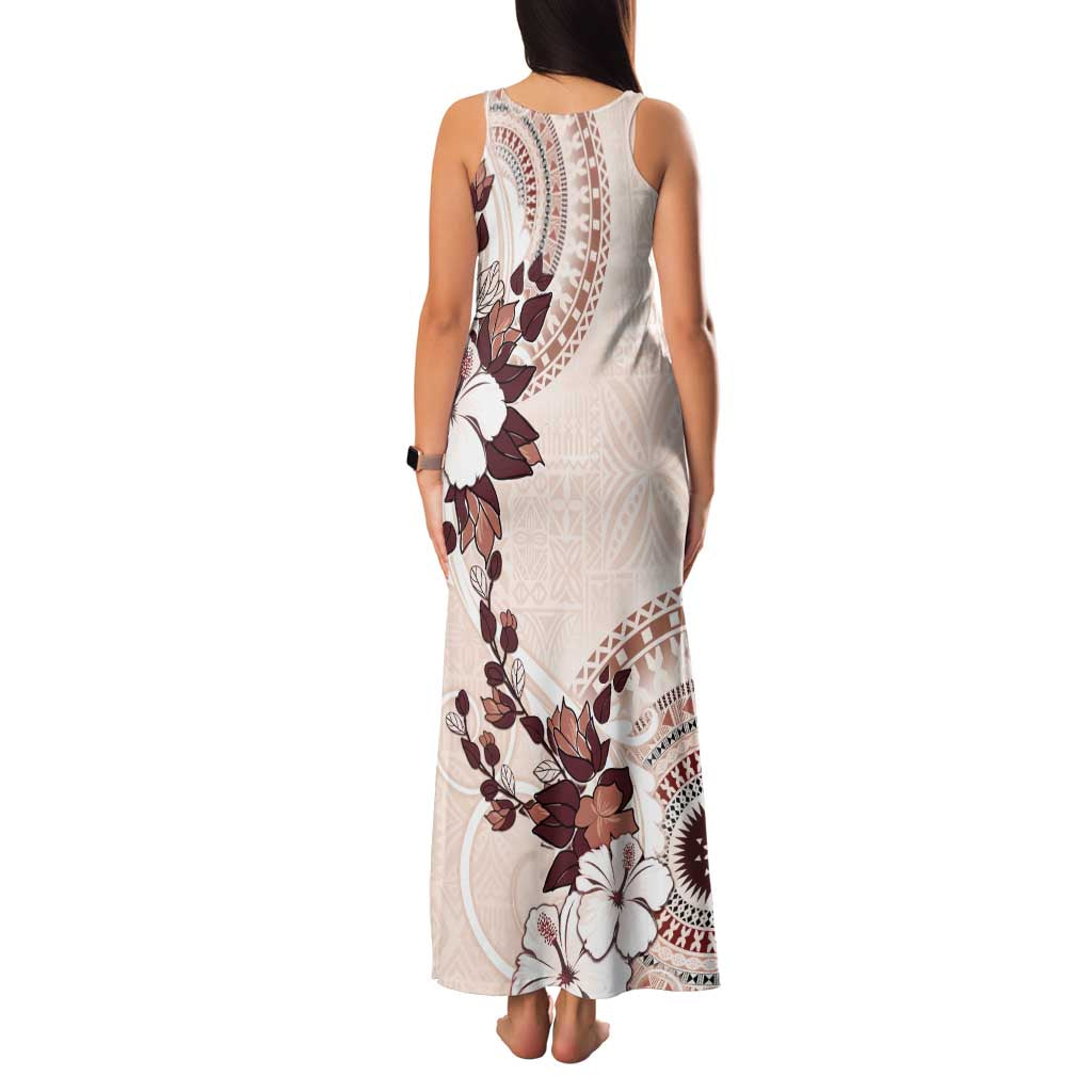 Bula Fiji Language Week Family Matching Tank Maxi Dress and Hawaiian Shirt Fijian Tapa Pattern With Tagimoucia Flower