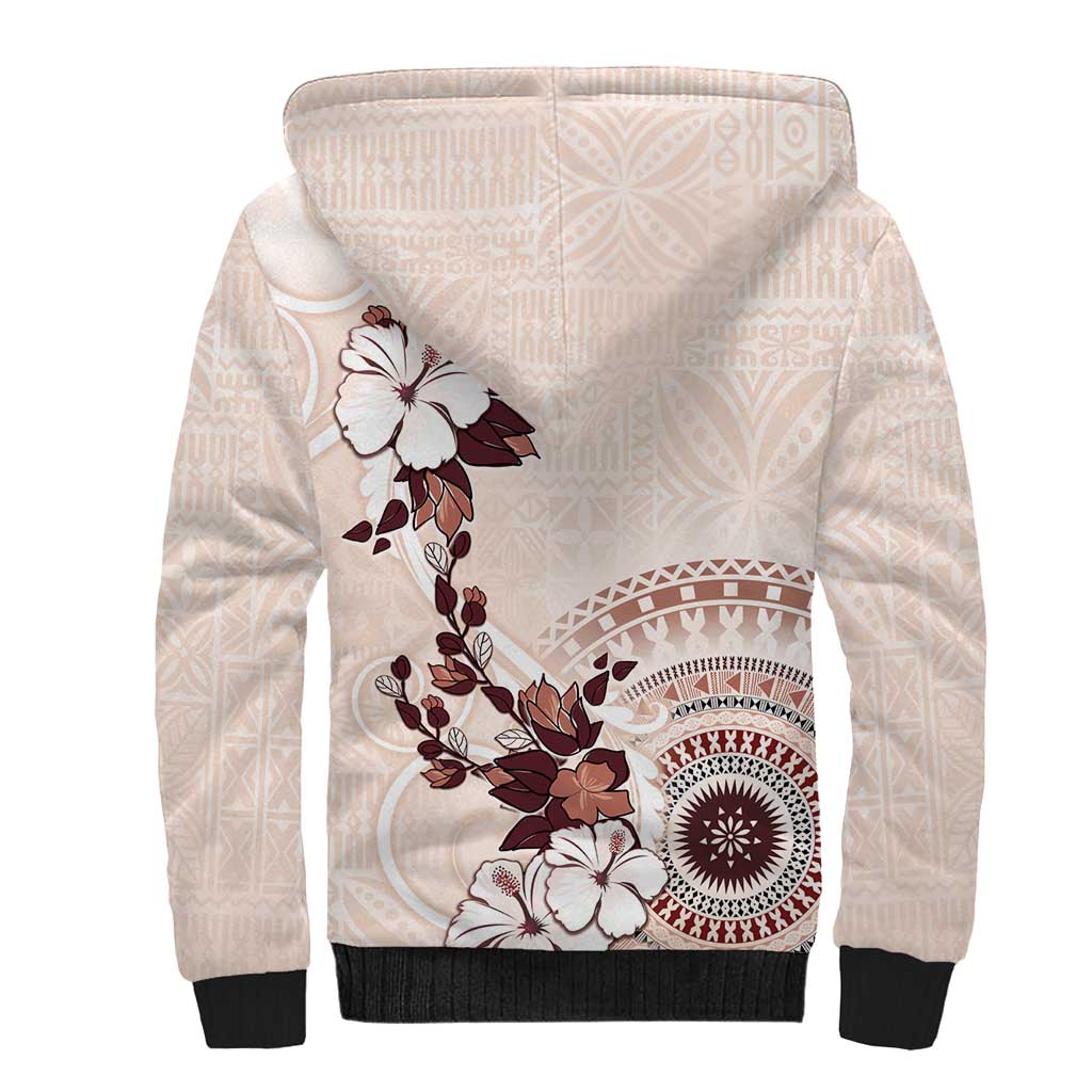 Bula Fiji Language Week Sherpa Hoodie Fijian Tapa Pattern With Tagimoucia Flower LT05 - Polynesian Pride