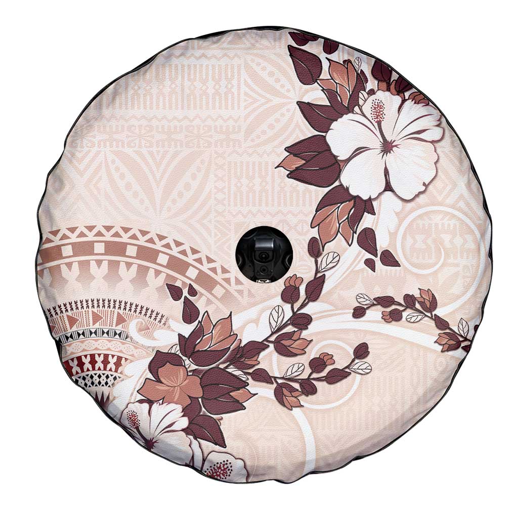 Bula Fiji Language Week Spare Tire Cover Fijian Tapa Pattern With Tagimoucia Flower