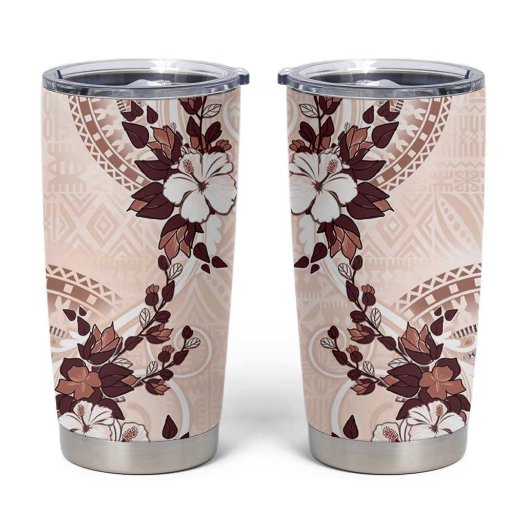 Bula Fiji Language Week Tumbler Cup Fijian Tapa Pattern With Tagimoucia Flower