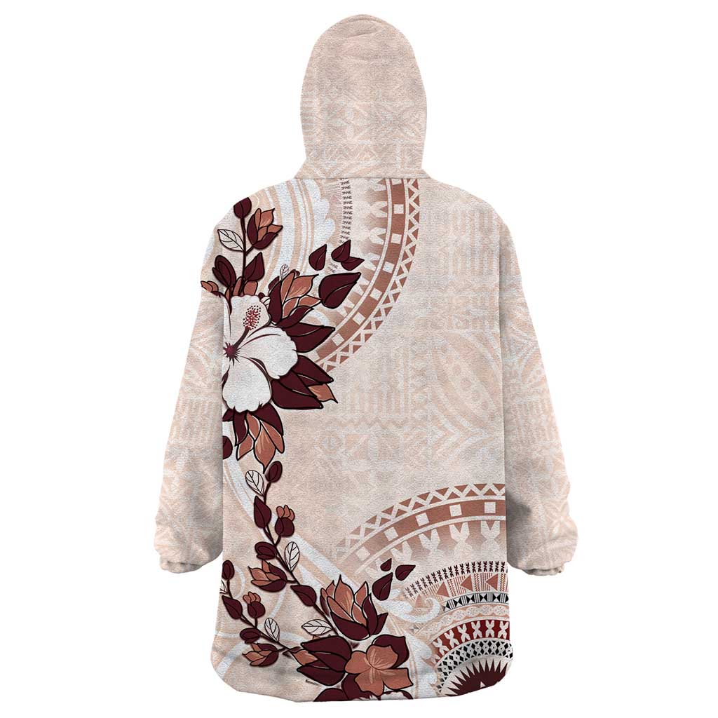 Bula Fiji Language Week Wearable Blanket Hoodie Fijian Tapa Pattern With Tagimoucia Flower LT05 - Polynesian Pride