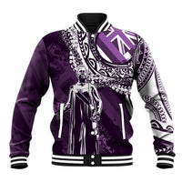 Hawaii Queen Liliuokalani Baseball Jacket Hawaiian Maile Lei Flag Style LT05 Unisex Purple - Polynesian Pride