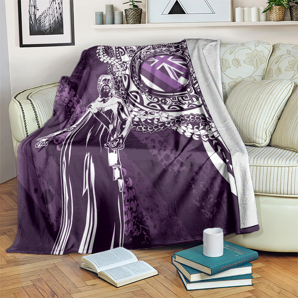 Hawaii Queen Liliuokalani Blanket Hawaiian Maile Lei Flag Style LT05 Purple - Polynesian Pride