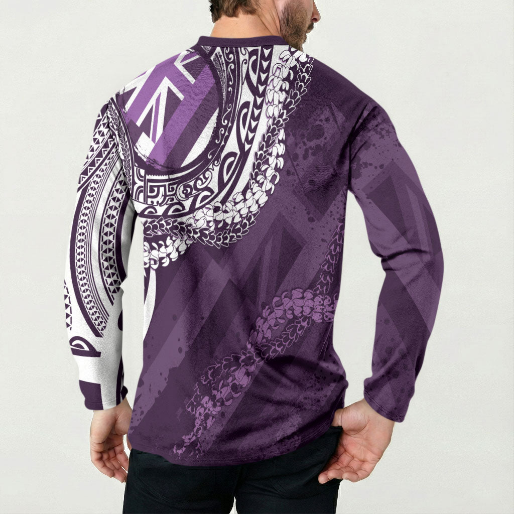 Hawaii Queen Liliuokalani Button Sweatshirt Hawaiian Maile Lei Flag Style LT05 - Polynesian Pride