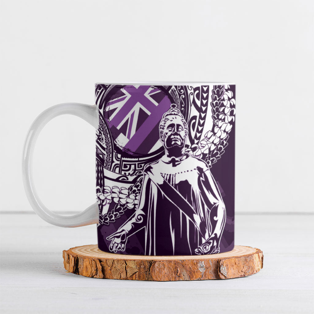 Hawaii Queen Liliuokalani Ceramic Mug Hawaiian Maile Lei Flag Style LT05 Purple - Polynesian Pride