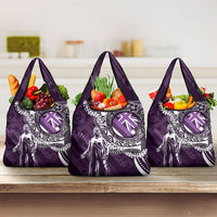Hawaii Queen Liliuokalani Grocery Bag Hawaiian Maile Lei Flag Style LT05 3-pack One Size Purple - Polynesian Pride