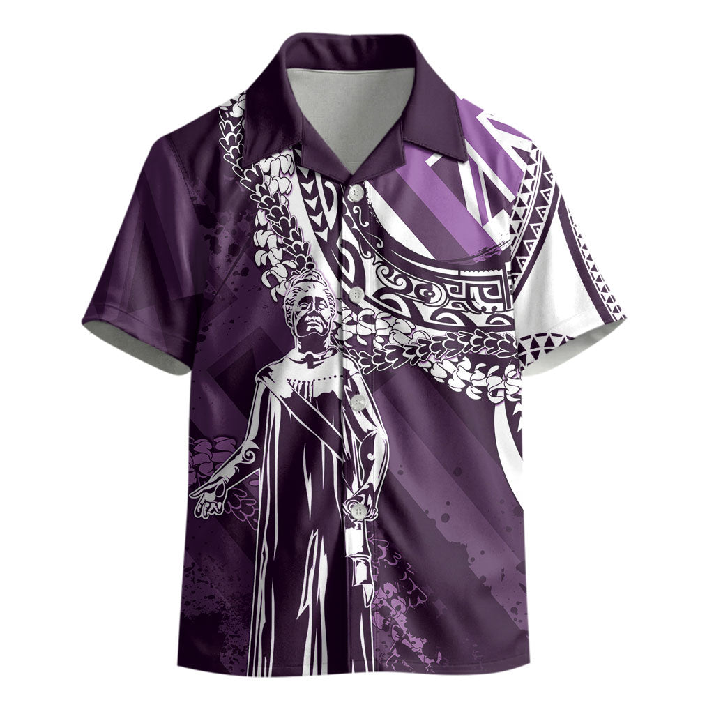 Hawaii Queen Liliuokalani Kid Hawaiian Shirt Hawaiian Maile Lei Flag Style LT05 - Polynesian Pride