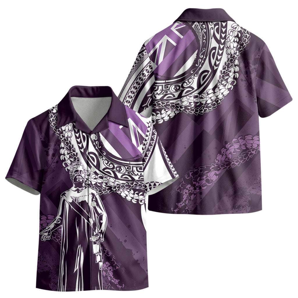 Hawaii Queen Liliuokalani Kid Hawaiian Shirt Hawaiian Maile Lei Flag Style LT05 - Polynesian Pride