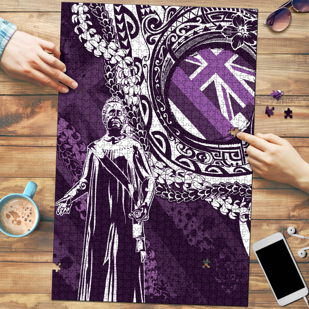 Hawaii Queen Liliuokalani Puzzle Hawaiian Maile Lei Flag Style LT05 Purple - Polynesian Pride