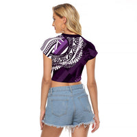 Hawaii Queen Liliuokalani Raglan Cropped T Shirt Hawaiian Maile Lei Flag Style LT05 - Polynesian Pride