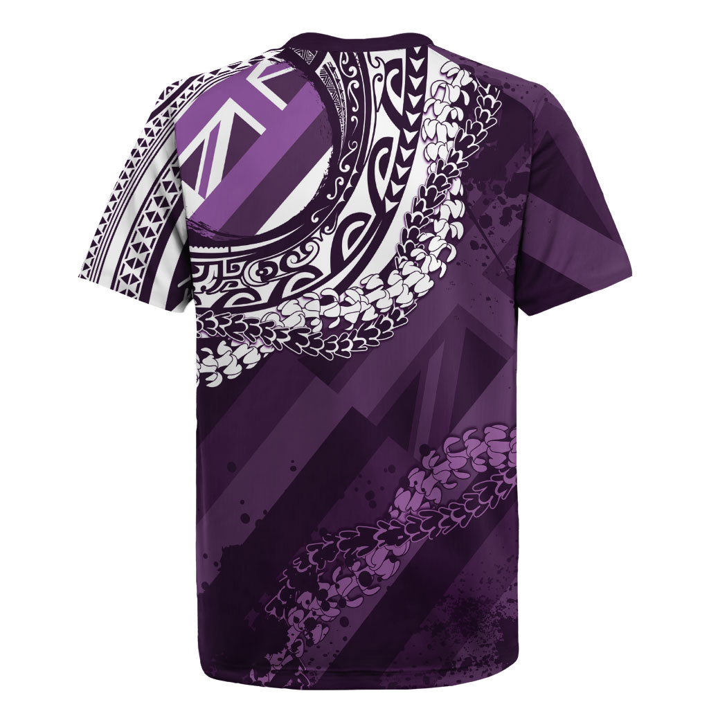 Hawaii Queen Liliuokalani Rugby Jersey Hawaiian Maile Lei Flag Style LT05 - Polynesian Pride
