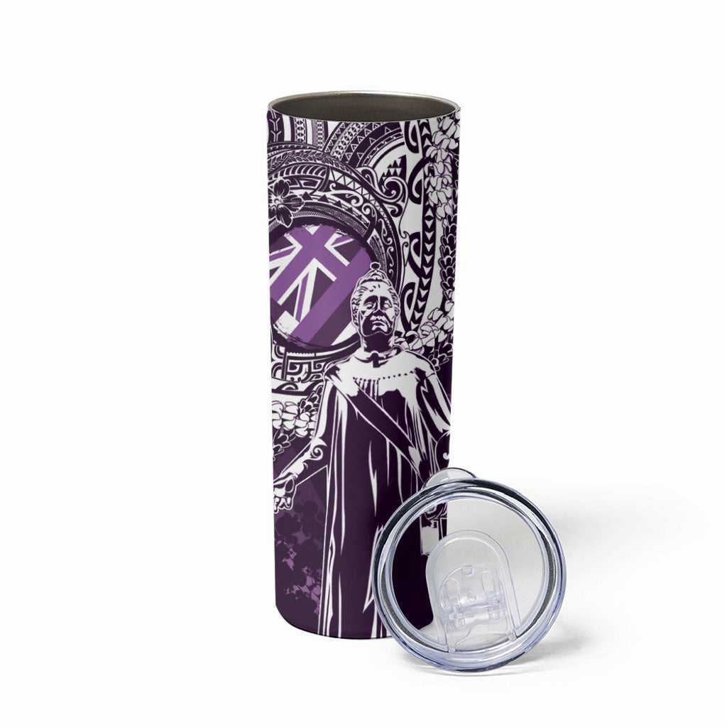 Hawaii Queen Liliuokalani Skinny Tumbler Hawaiian Maile Lei Flag Style LT05 - Polynesian Pride
