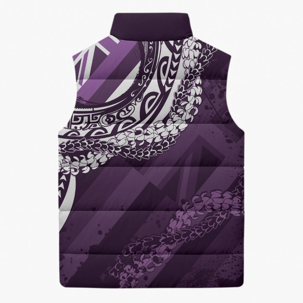 Hawaii Queen Liliuokalani Sleeveless Puffer Jacket Hawaiian Maile Lei Flag Style LT05 - Polynesian Pride