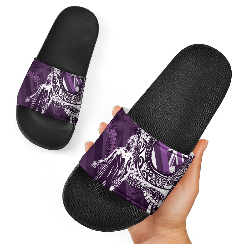 Hawaii Queen Liliuokalani Slide Sandals Hawaiian Maile Lei Flag Style LT05 - Polynesian Pride