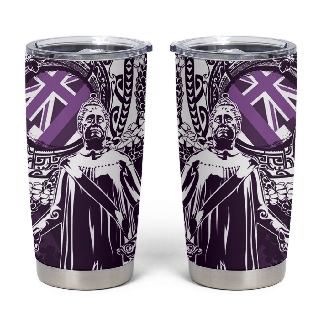 Hawaii Queen Liliuokalani Tumbler Cup Hawaiian Maile Lei Flag Style LT05 Purple - Polynesian Pride