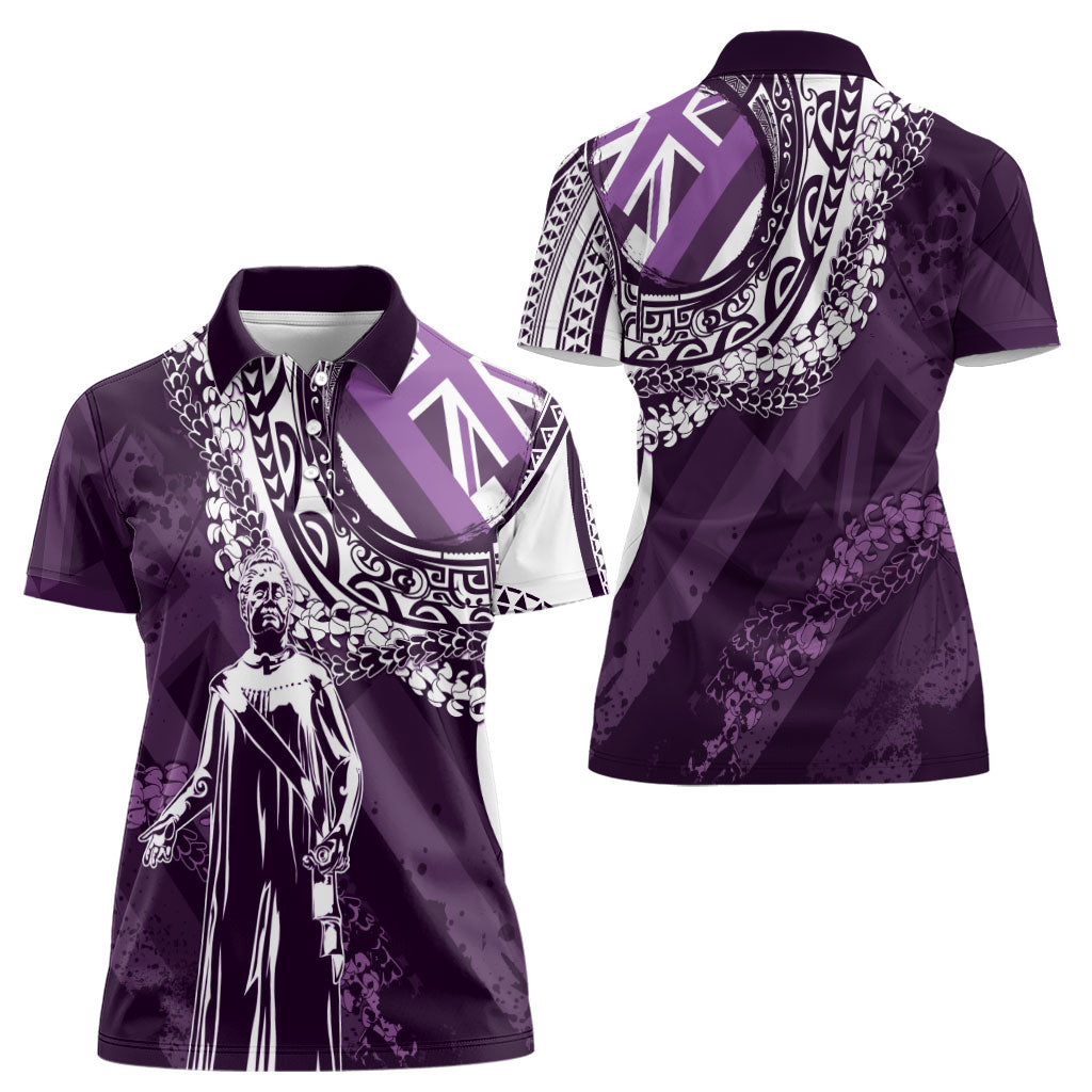 Hawaii Queen Liliuokalani Women Polo Shirt Hawaiian Maile Lei Flag Style LT05 - Polynesian Pride