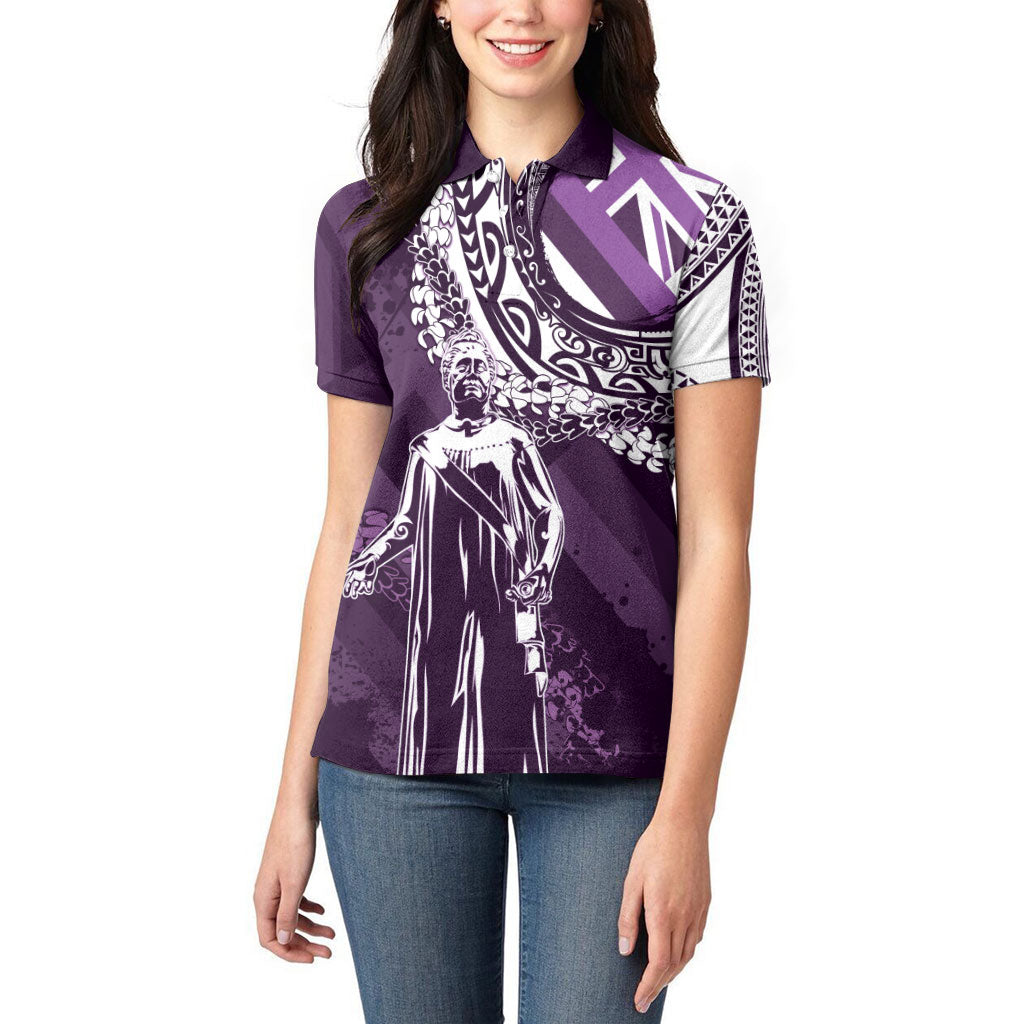 Hawaii Queen Liliuokalani Women Polo Shirt Hawaiian Maile Lei Flag Style LT05 - Polynesian Pride