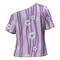 Hawaii Queen Liliuokalani Cross Shoulder Shirt Lavender Lei Pua Kalaunu LT05 - Polynesian Pride