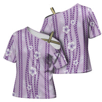 Hawaii Queen Liliuokalani Cross Shoulder Shirt Lavender Lei Pua Kalaunu LT05 - Polynesian Pride