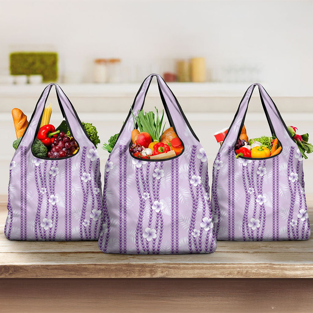 Hawaii Queen Liliuokalani Grocery Bag Lavender Lei Pua Kalaunu LT05 3-pack One Size Lavender - Polynesian Pride