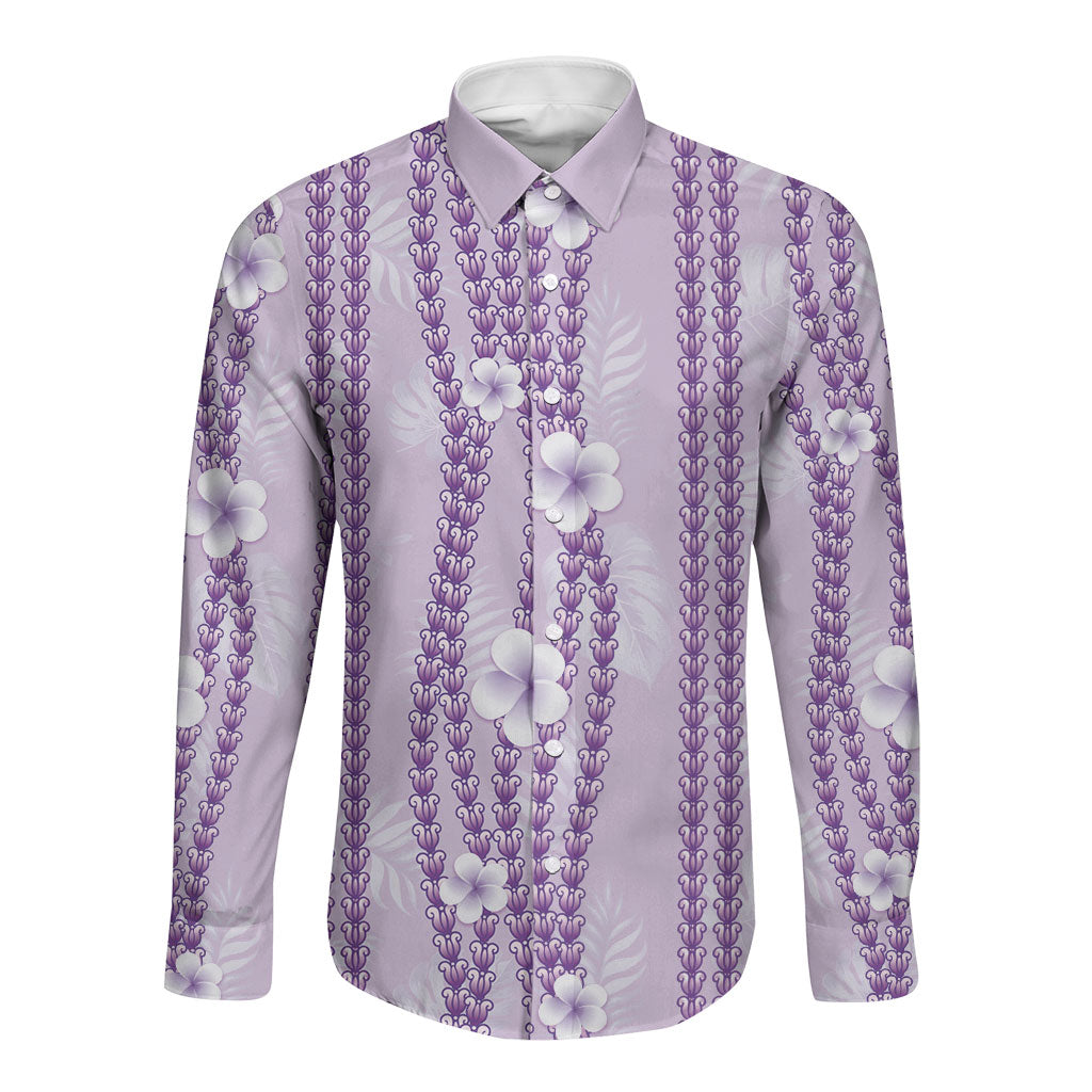 Hawaii Queen Liliuokalani Long Sleeve Button Shirt Lavender Lei Pua Kalaunu LT05 Unisex Lavender - Polynesian Pride
