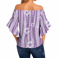 Hawaii Queen Liliuokalani Off Shoulder Wrap Waist Top Lavender Lei Pua Kalaunu LT05 - Polynesian Pride