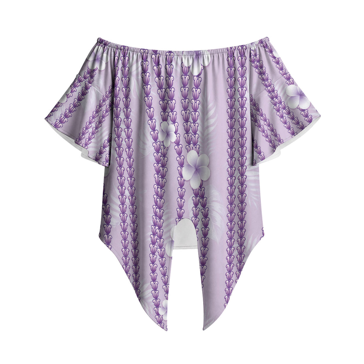 Hawaii Queen Liliuokalani Off Shoulder Wrap Waist Top Lavender Lei Pua Kalaunu LT05 - Polynesian Pride
