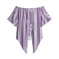 Hawaii Queen Liliuokalani Off Shoulder Wrap Waist Top Lavender Lei Pua Kalaunu LT05 - Polynesian Pride