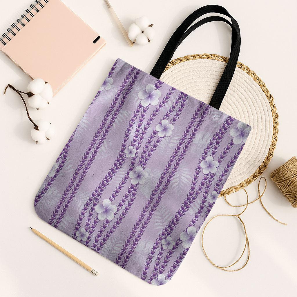 Hawaii Queen Liliuokalani Tote Bag Lavender Lei Pua Kalaunu LT05 Black Strap One Size Lavender - Polynesian Pride