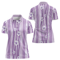 Hawaii Queen Liliuokalani Women Polo Shirt Lavender Lei Pua Kalaunu LT05 - Polynesian Pride