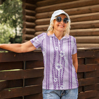 Hawaii Queen Liliuokalani Women Polo Shirt Lavender Lei Pua Kalaunu LT05 - Polynesian Pride
