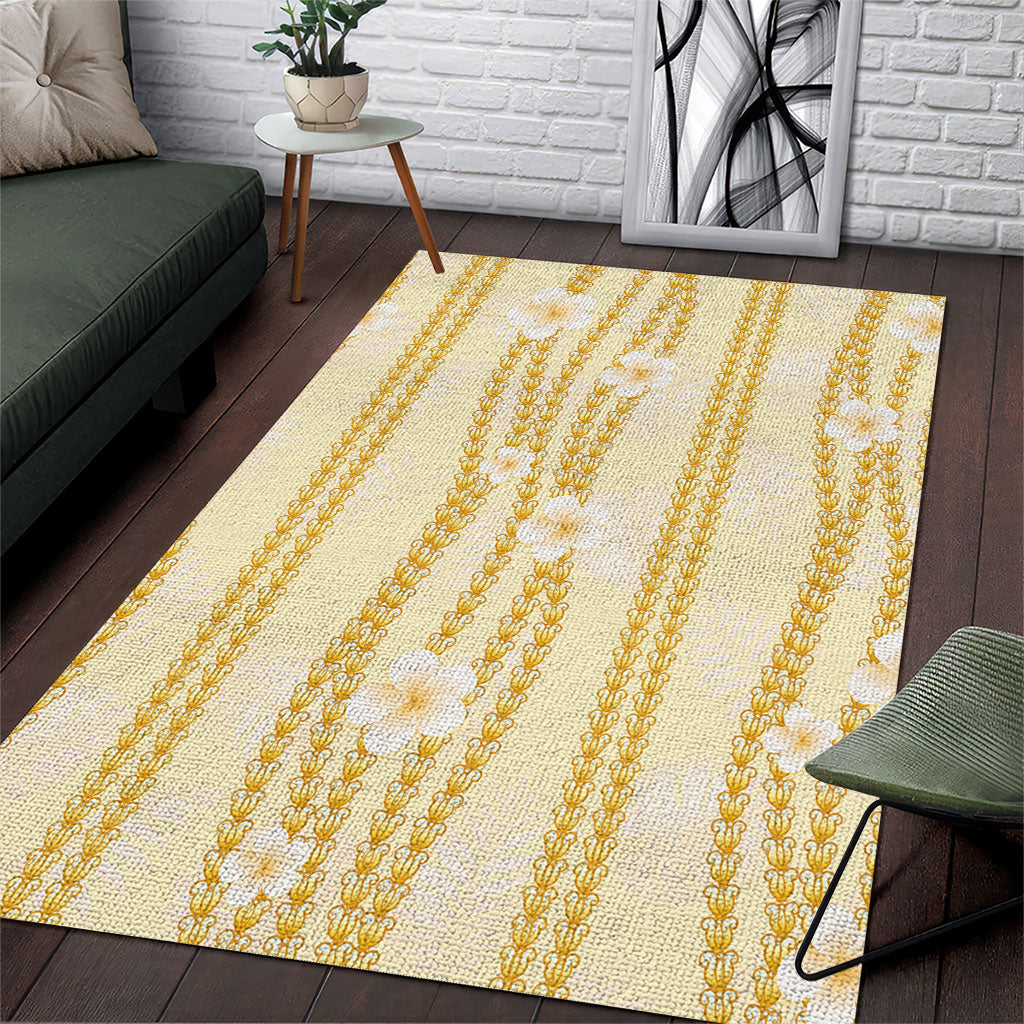 Hawaii Queen Liliuokalani Area Rug Gold Lei Pua Kalaunu LT05 Gold - Polynesian Pride