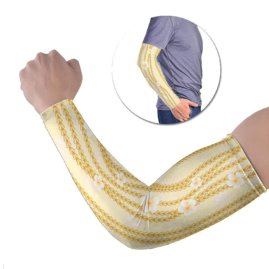 Hawaii Queen Liliuokalani Arm Sleeves Gold Lei Pua Kalaunu LT05 Set of 2 Gold - Polynesian Pride