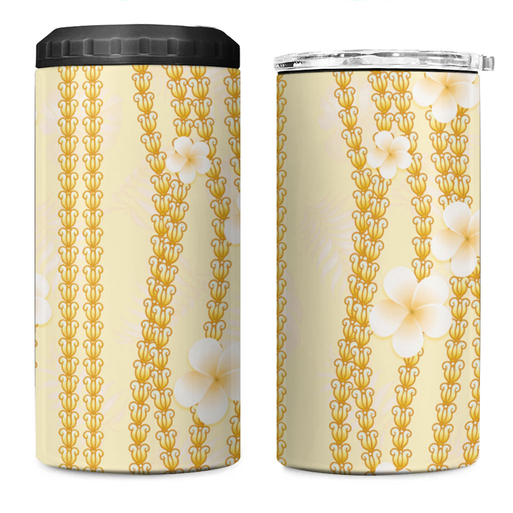 Hawaii Queen Liliuokalani 4 in 1 Can Cooler Tumbler Gold Lei Pua Kalaunu LT05 One Size: 16 oz Gold - Polynesian Pride
