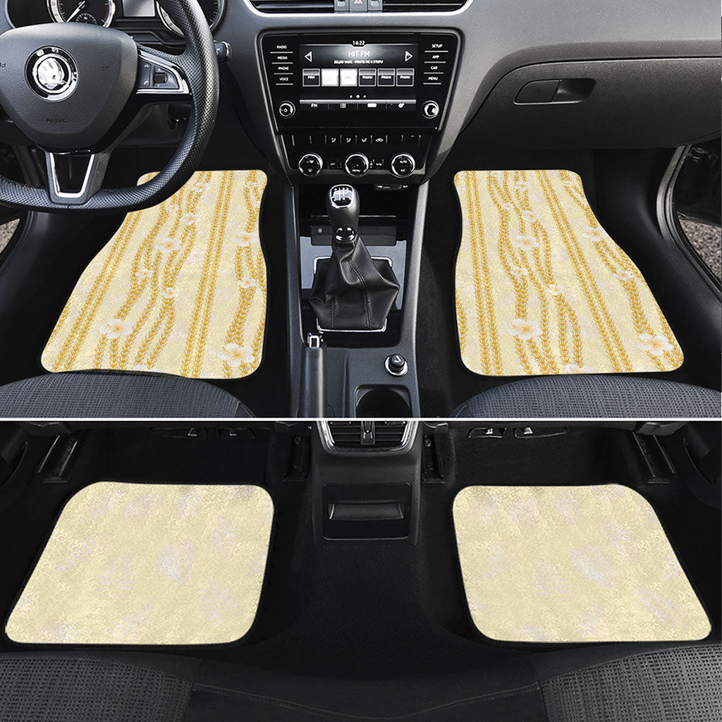 Hawaii Queen Liliuokalani Car Mats Gold Lei Pua Kalaunu LT05 Set 4pcs Gold - Polynesian Pride