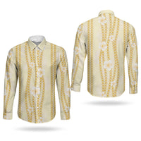 Hawaii Queen Liliuokalani Couples Matching Puletasi and Long Sleeve Button Shirt Gold Lei Pua Kalaunu LT05 - Polynesian Pride
