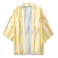 Hawaii Queen Liliuokalani Kimono Gold Lei Pua Kalaunu LT05 Unisex Gold - Polynesian Pride
